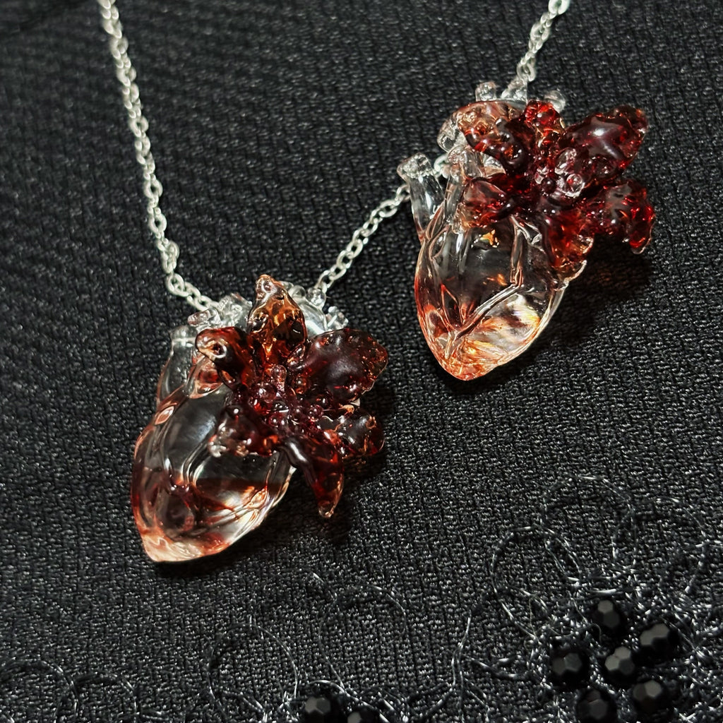 Molten Heart – Handmade Liuli Glass Anatomical Heart Necklace
