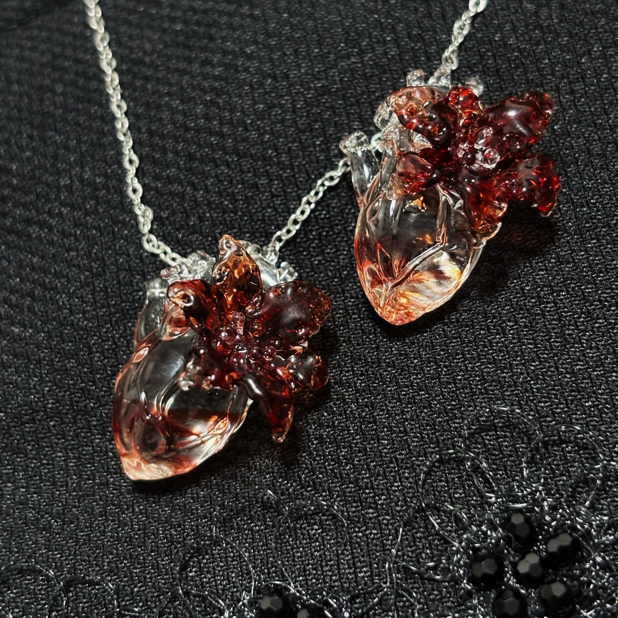 Molten Heart – Handmade Liuli Glass Anatomical Heart Necklace