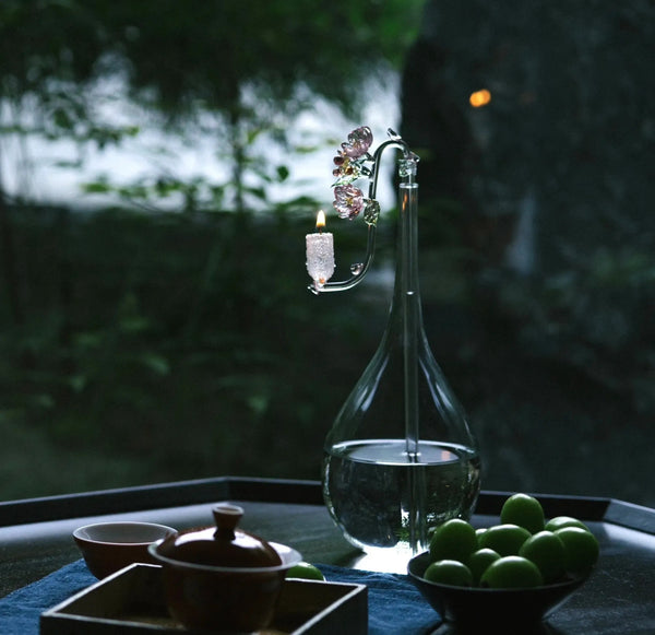 Crabapple Blossom: Heritage Liuli Candle Lamp | Hand-Cast Lost-Wax Crystal