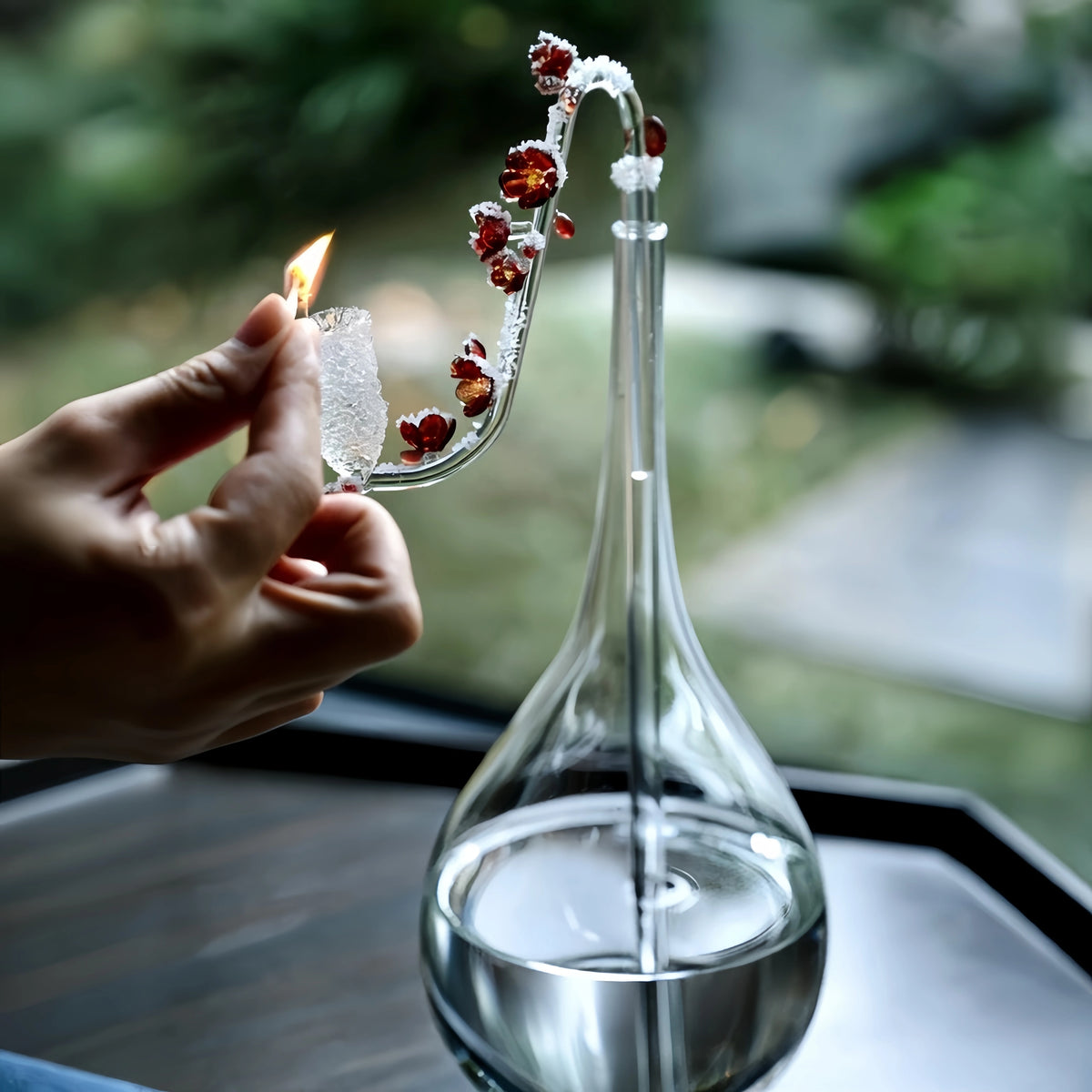 Plum Blossom: Heritage Liuli Candle Lamp | Hand-Cast Lost-Wax Crystal