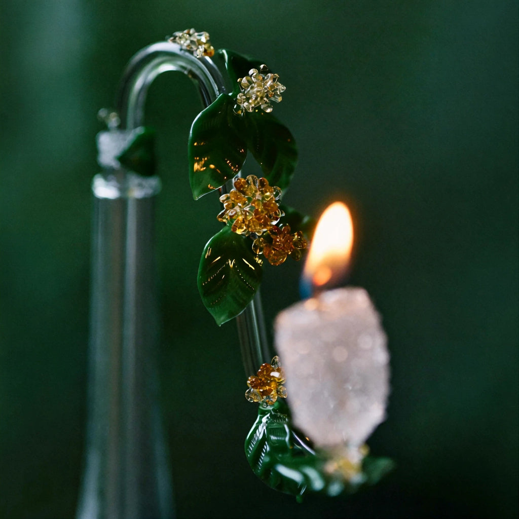Osmanthus Blossom: Heritage Liuli Candle Lamp | Hand-Cast Lost-Wax Crystal