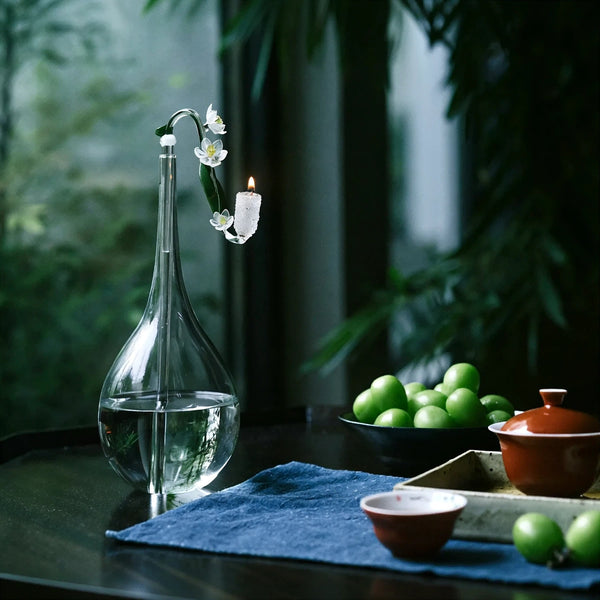 Narcissus Blossom: Heritage Liuli Candle Lamp | Hand-Cast Lost-Wax Crystal
