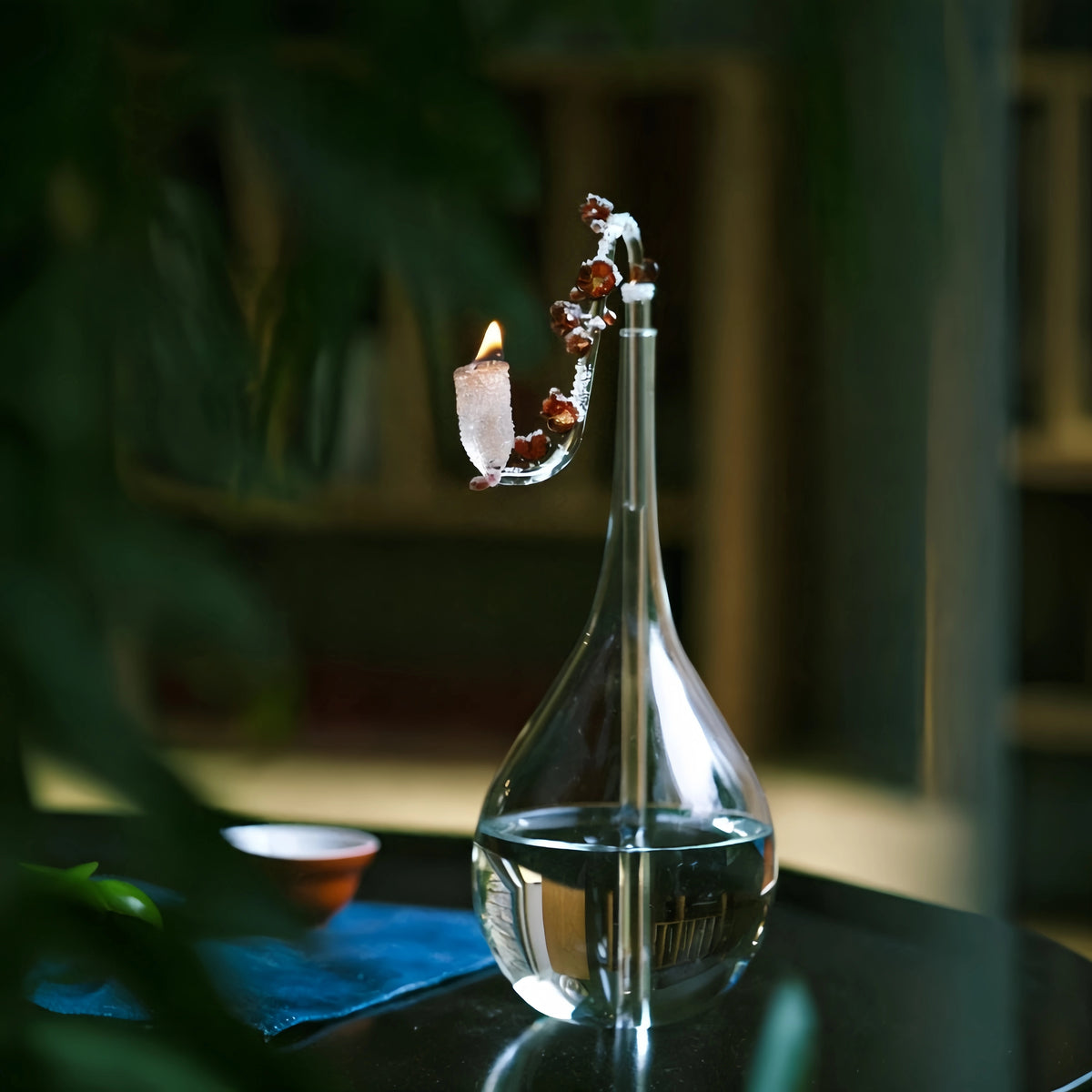 Plum Blossom: Heritage Liuli Candle Lamp | Hand-Cast Lost-Wax Crystal