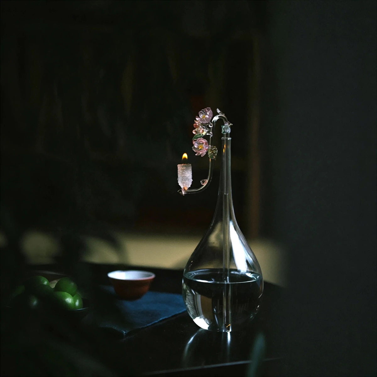 Crabapple Blossom: Heritage Liuli Candle Lamp | Hand-Cast Lost-Wax Crystal