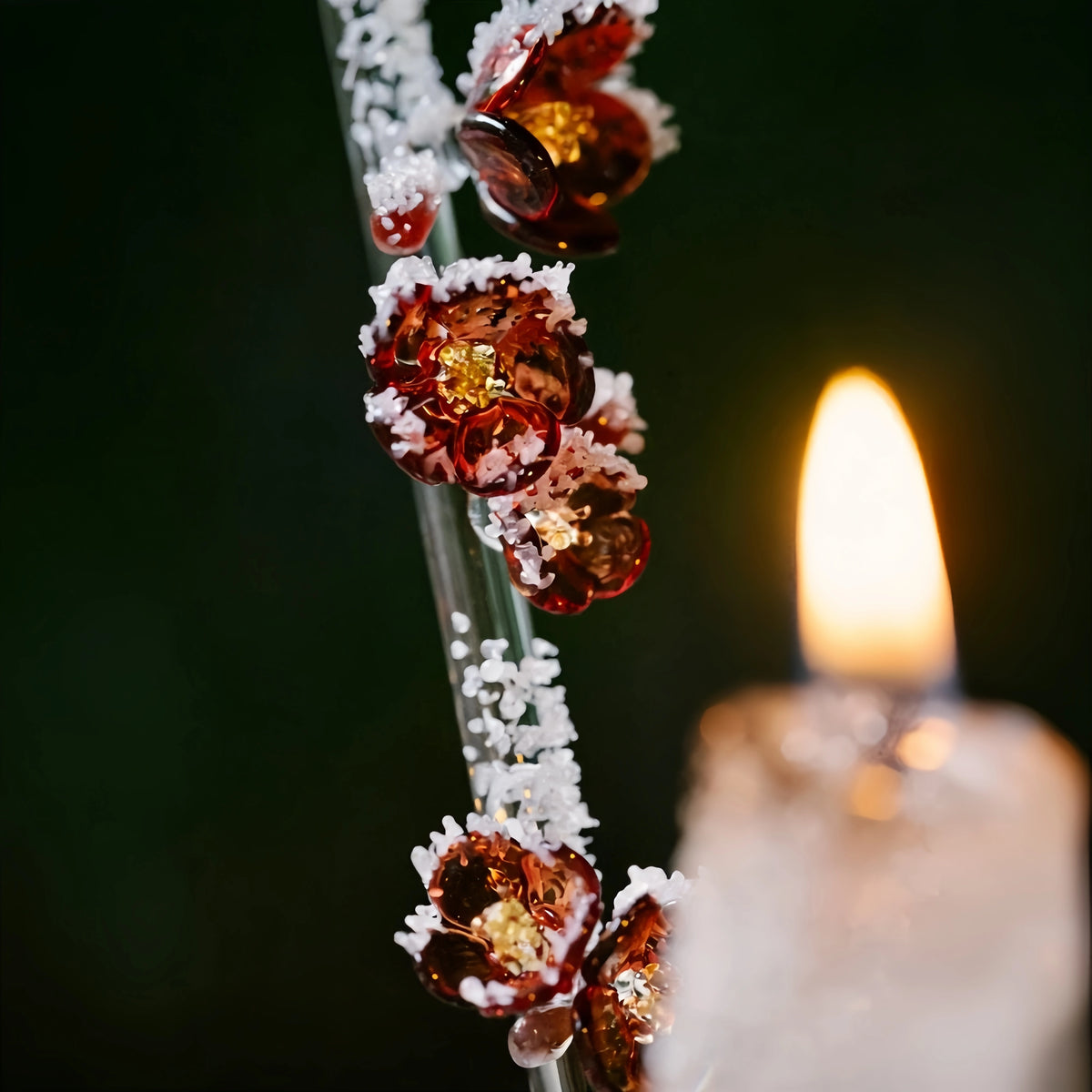 Plum Blossom: Heritage Liuli Candle Lamp | Hand-Cast Lost-Wax Crystal