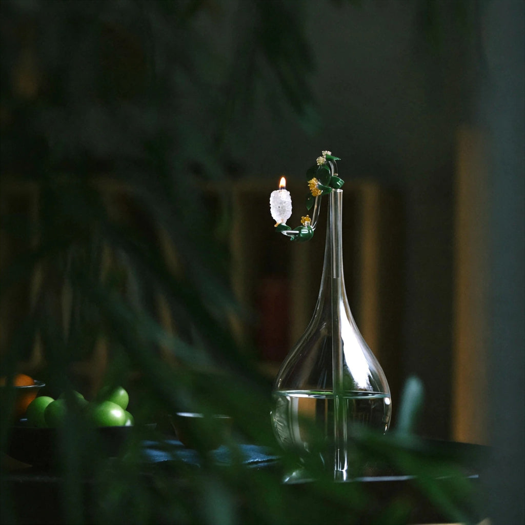 Osmanthus Blossom: Heritage Liuli Candle Lamp | Hand-Cast Lost-Wax Crystal