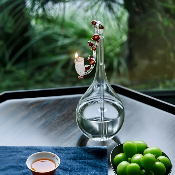Plum Blossom: Heritage Liuli Candle Lamp | Hand-Cast Lost-Wax Crystal