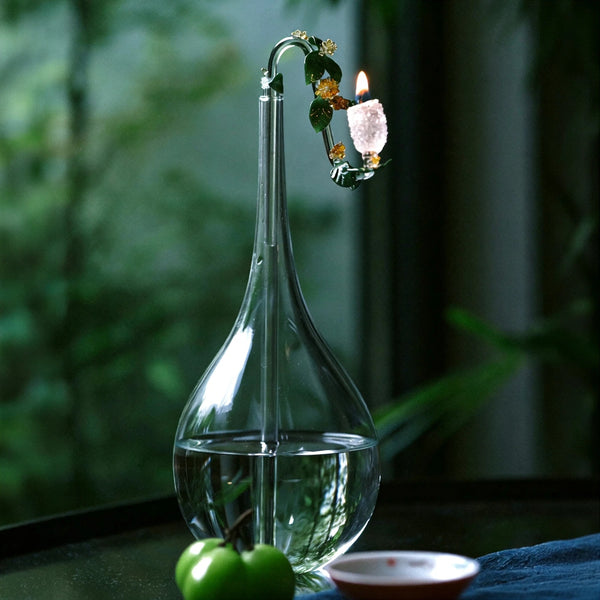 Osmanthus Blossom: Heritage Liuli Candle Lamp | Hand-Cast Lost-Wax Crystal