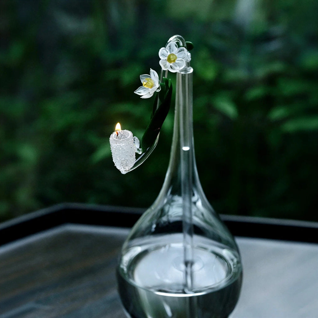Narcissus Blossom: Heritage Liuli Candle Lamp | Hand-Cast Lost-Wax Crystal