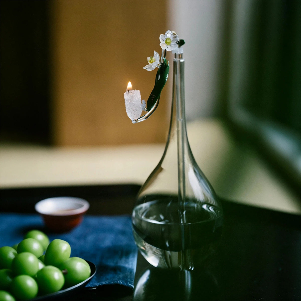 Narcissus Blossom: Heritage Liuli Candle Lamp | Hand-Cast Lost-Wax Crystal